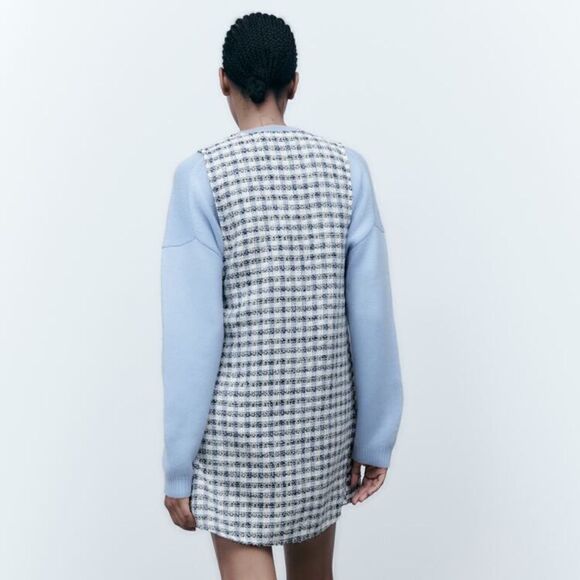 Zara Textured Pinafore Dress Patch Pockets New - Picture 3 of 10